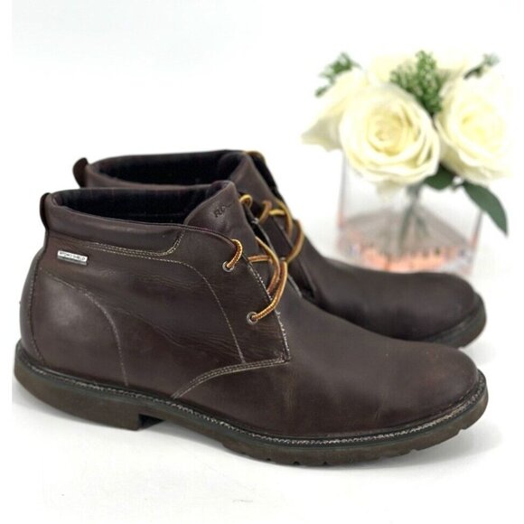 Rockport Mens Adiprene Chukka Boots Size 13 Dark Brown Leather Hydro Shield - Picture 1 of 7